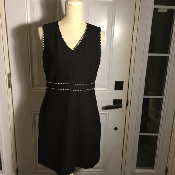 Diane Von Furstenberg Leelou Designer Shift Dress V Neck Black White… - Picture 1 of 9
